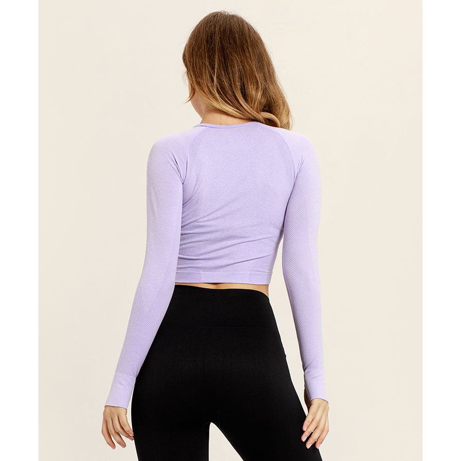 Vital Seamless Long Sleeve Crop Top Thumb Hole Fitted Gym Top Shirt