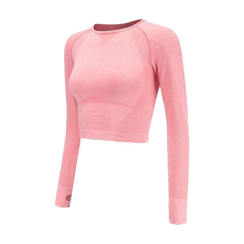 Vital Seamless Long Sleeve Crop Top Thumb Hole Fitted Gym Top Shirt