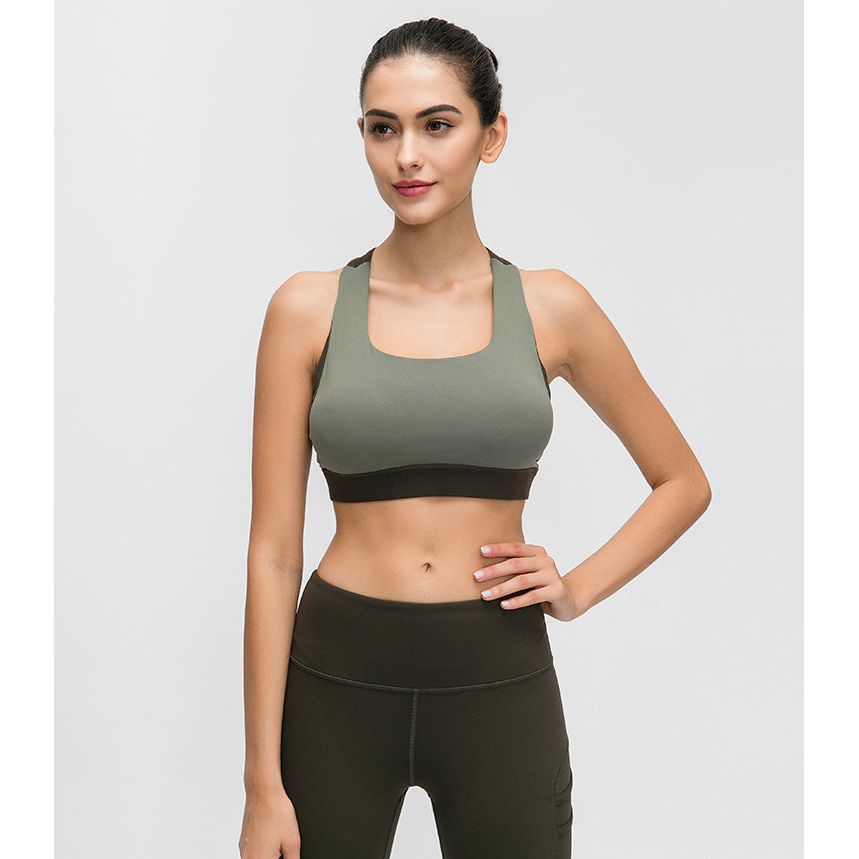 Contrast-Panel Sports Bra