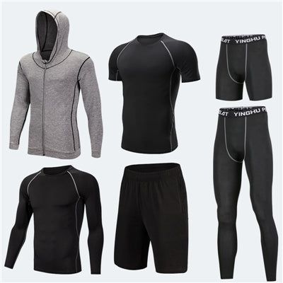 Running Workout Clothes Men 7Pcs Set