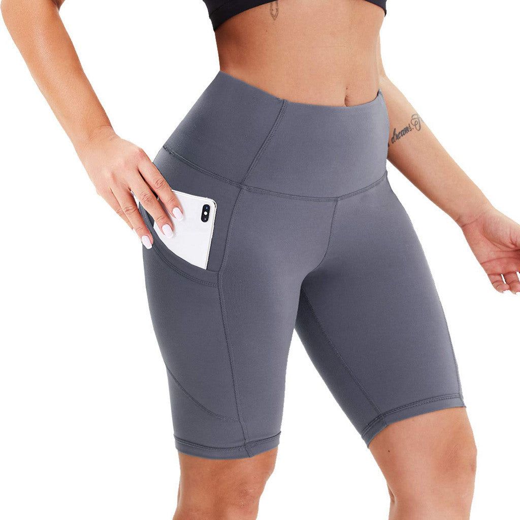 Double Side Pocket Sports Tights Yoga Shorts Five-Point Pants