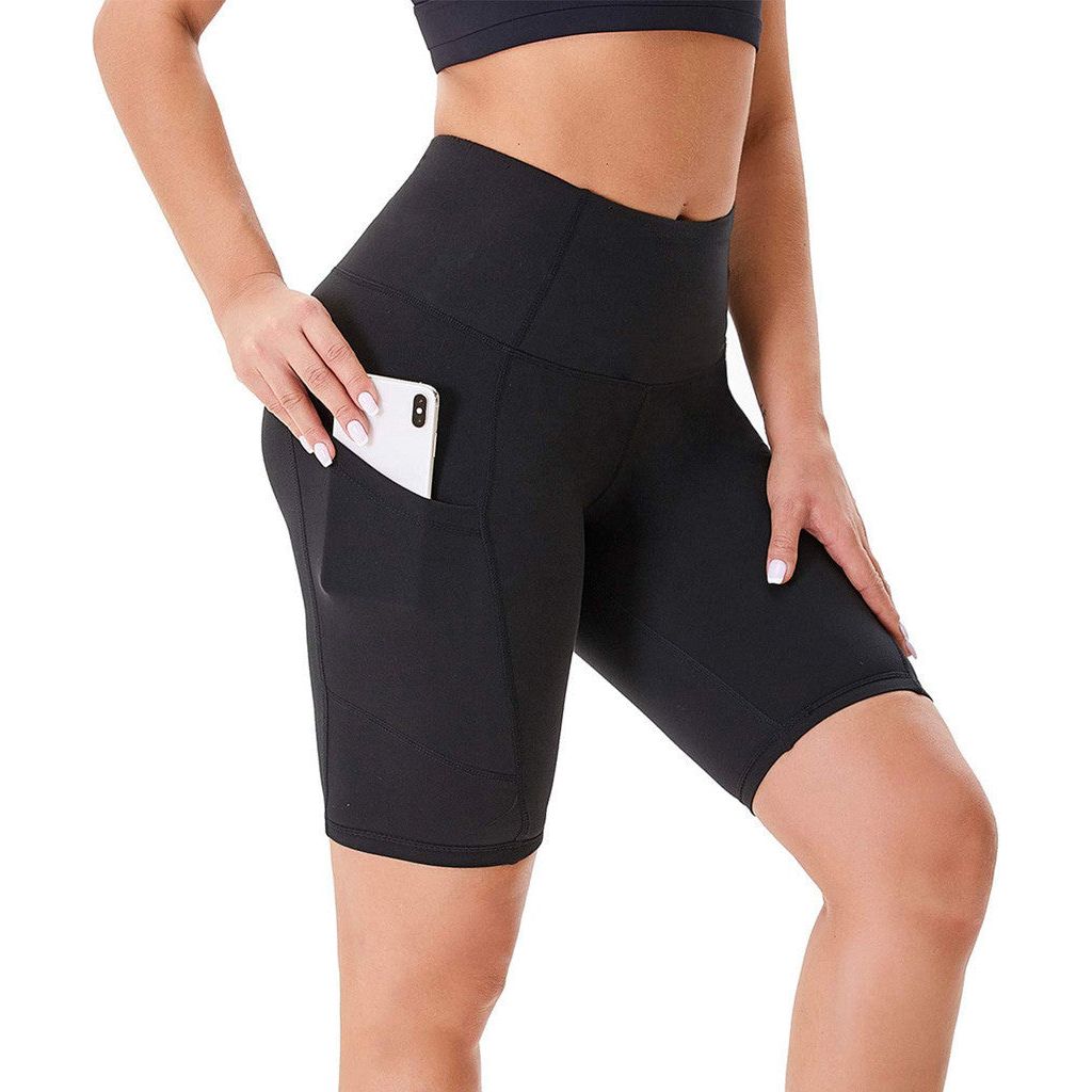 Double Side Pocket Sports Tights Yoga Shorts Five-Point Pants