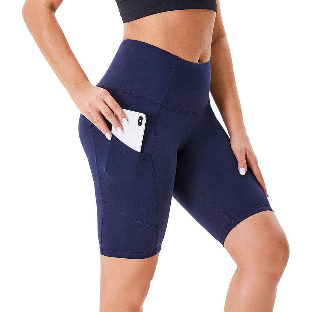 Double Side Pocket Sports Tights Yoga Shorts Five-Point Pants