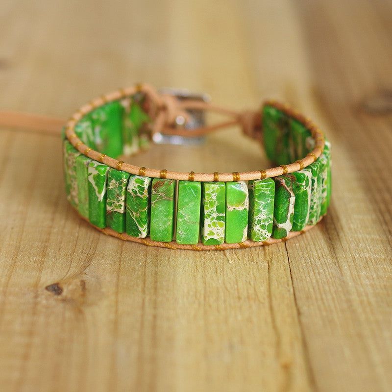 Genuine Leather Braided Stone Yoga Bracelet
