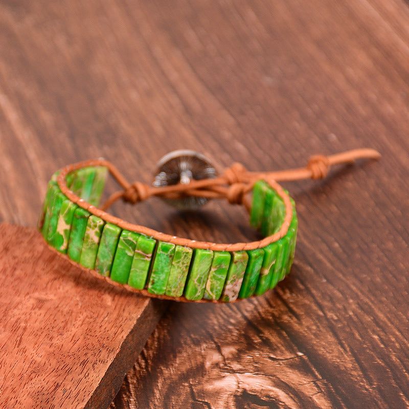 Genuine Leather Braided Stone Yoga Bracelet