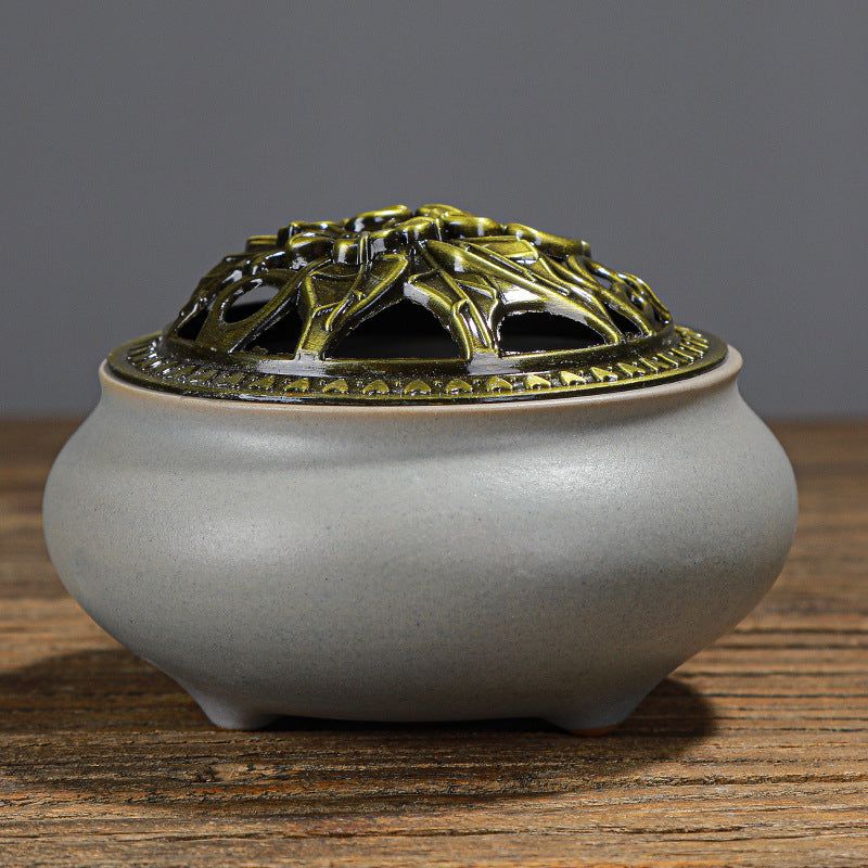 Copper Lid Ceramic Wire Incense Burner