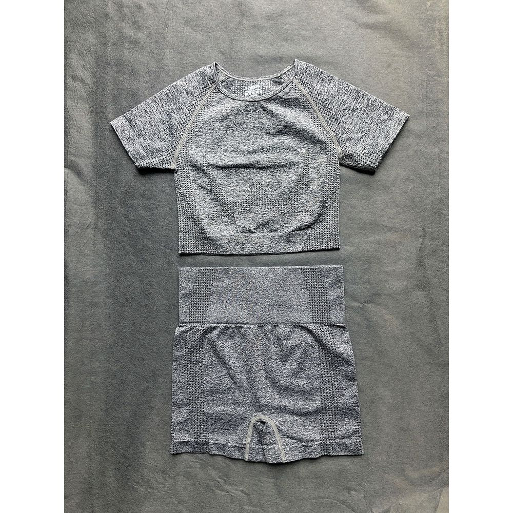 Quick-Drying Short-Sleeved Cross-Border Seamless Yoga Clothes High Waist Sports