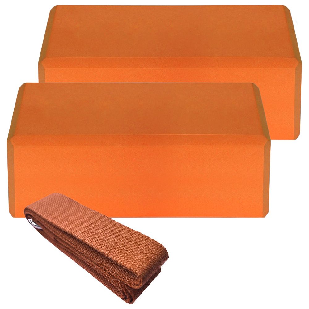 Indoor 2pcs EVA Yoga Blocks + Free Cotton Yoga Strap