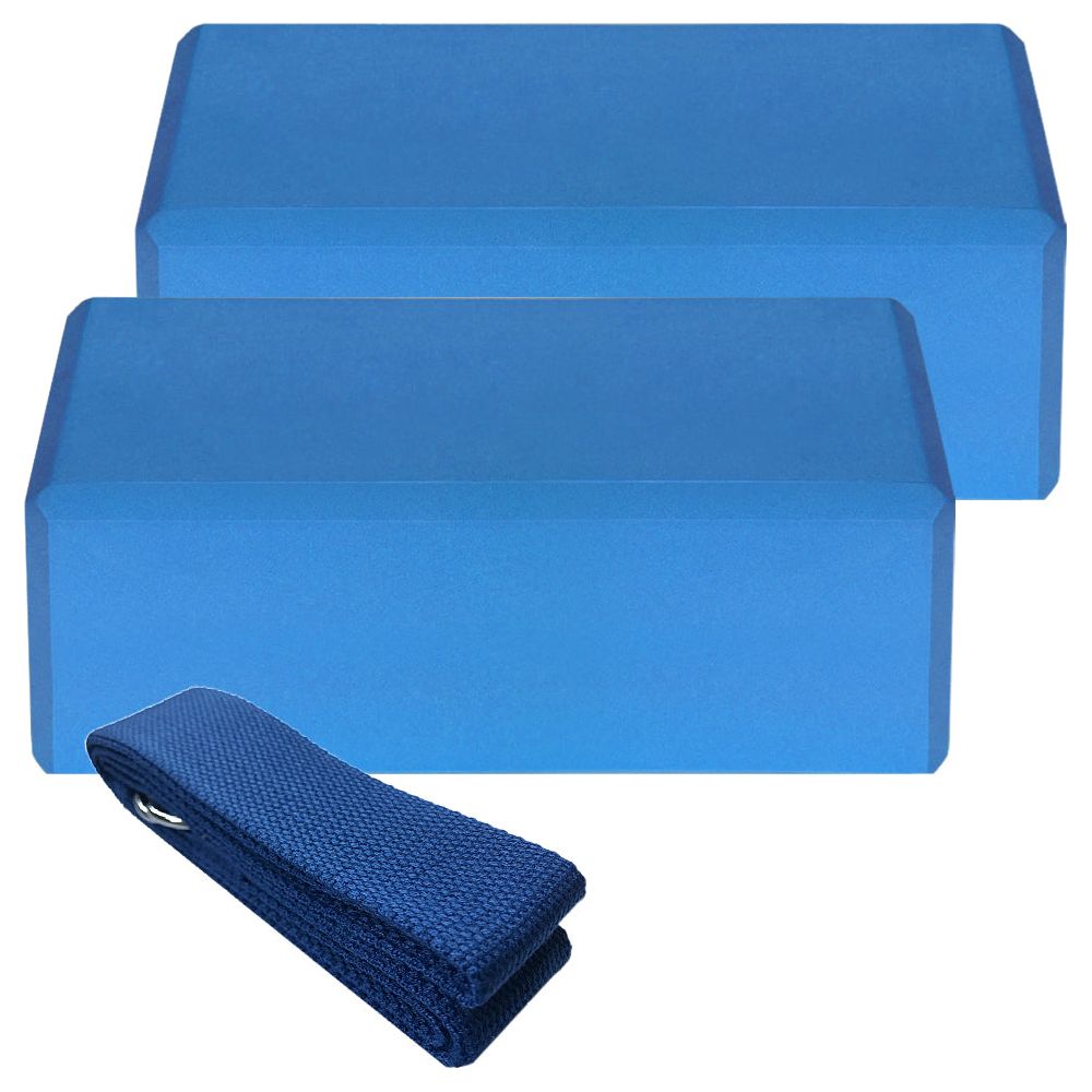 Indoor 2pcs EVA Yoga Blocks + Free Cotton Yoga Strap