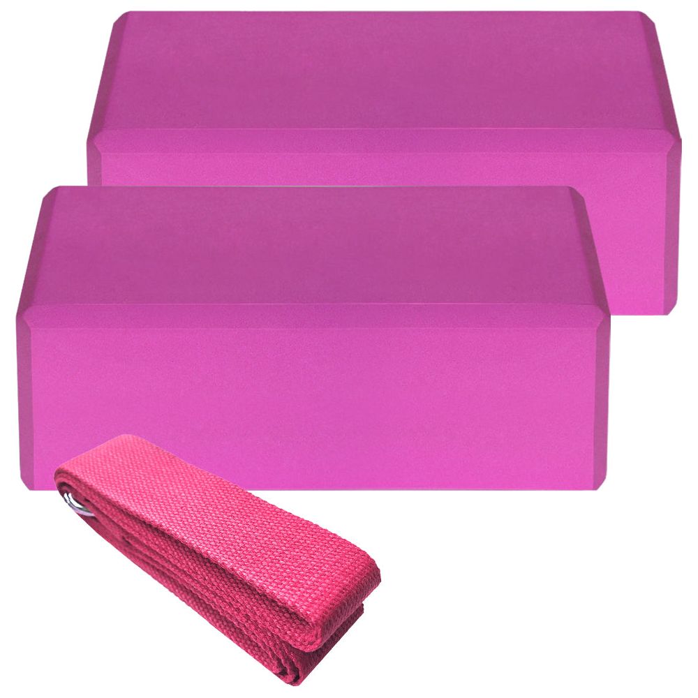 Indoor 2pcs EVA Yoga Blocks + Free Cotton Yoga Strap