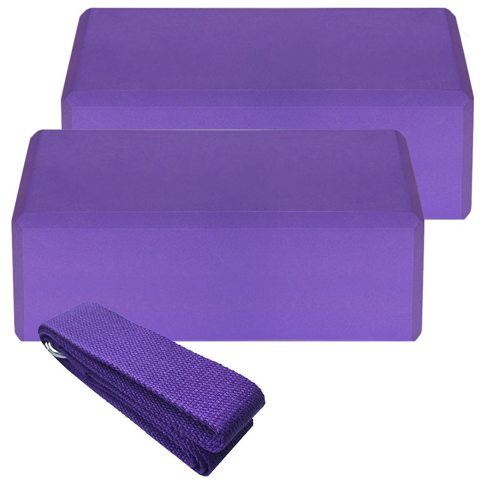 Indoor 2pcs EVA Yoga Blocks + Free Cotton Yoga Strap