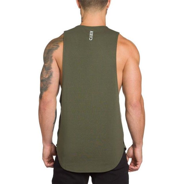 Men's Long Tank Muscle Workout T-Shirt