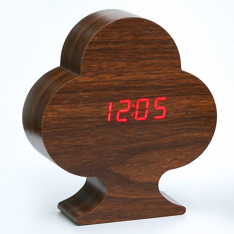 Plum Blossom Wooden Electronic Alarm Clock