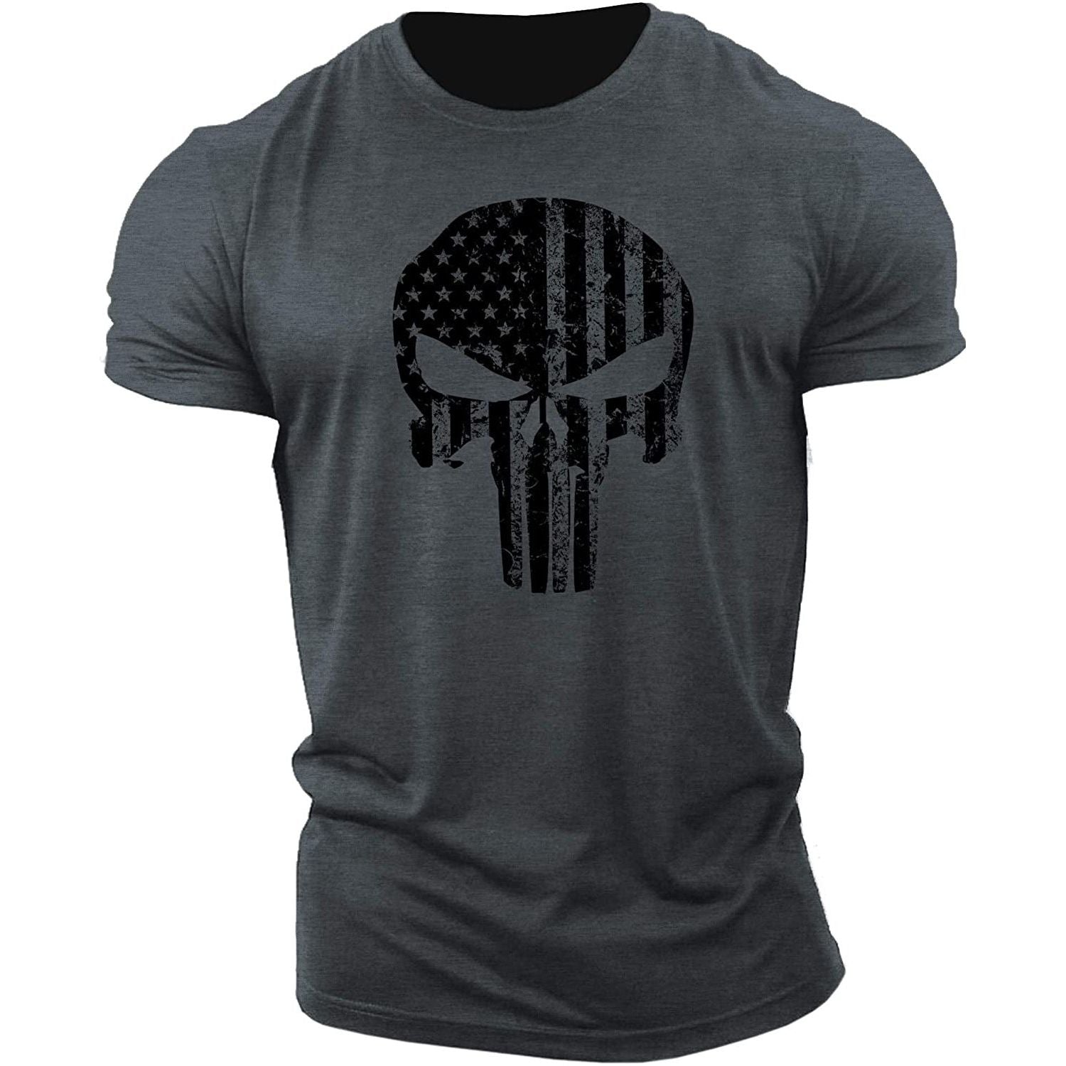 Men's Skull Workout Short Sleeve Cotton T-shirt