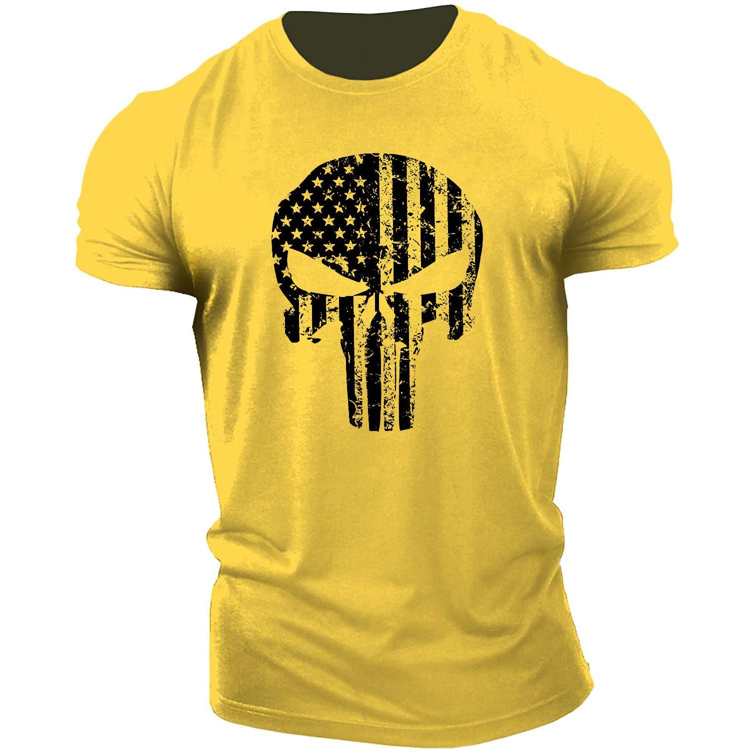Men's Skull Workout Short Sleeve Cotton T-shirt