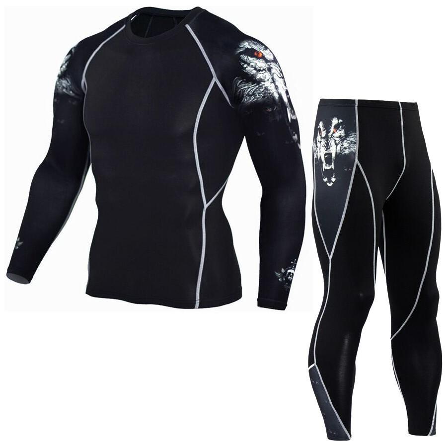 Printed Long Sleeve Gym Suit