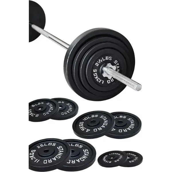 5FT Standard Barbell with Star Locks, 95-Pound Set