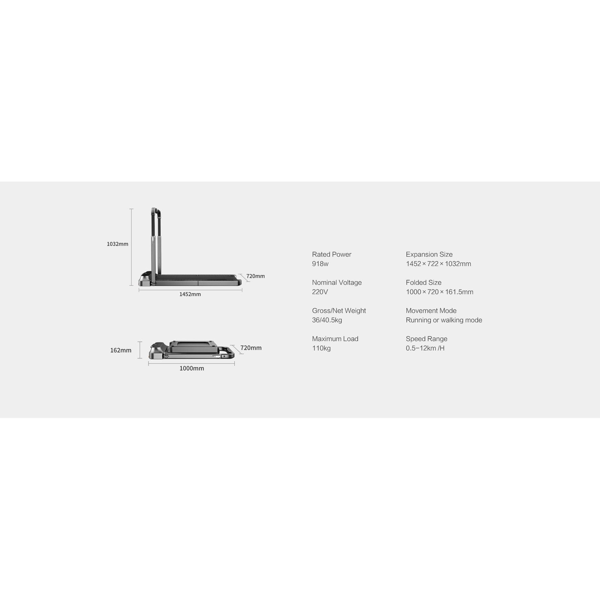 2 in 1 APP Control Walking & Running Underdesk Electric Folding Treadmill 12KM/H