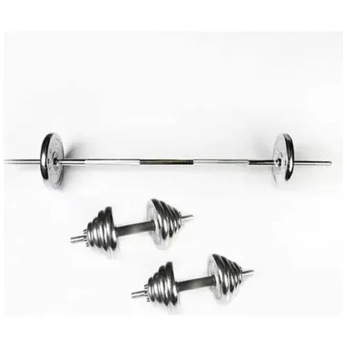 Gym Fitness Barbel Dumbbell Weights 50 Kg Chrome Set