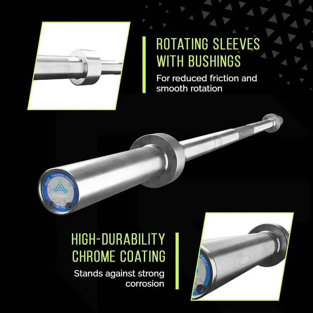 Training Barbell (6FT) (15 Pound Weight) (300 LBS Capacity), Home Gym Fitness Equipment, Strength Training Workout Bar