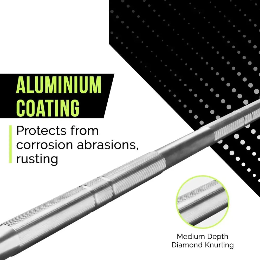 Training Barbell (6FT) (15 Pound Weight) (300 LBS Capacity), Home Gym Fitness Equipment, Strength Training Workout Bar