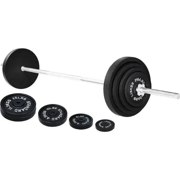 5FT Standard Barbell with Star Locks, 95-Pound Set