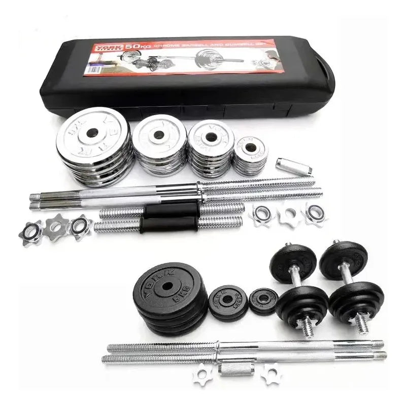 Gym Fitness Barbel Dumbbell Weights 50 Kg Chrome Set