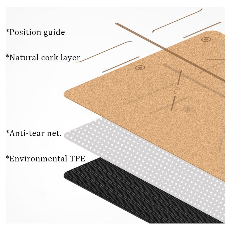 TPE and Cork Yoga Mat Non-Slip (4,5,6)mm