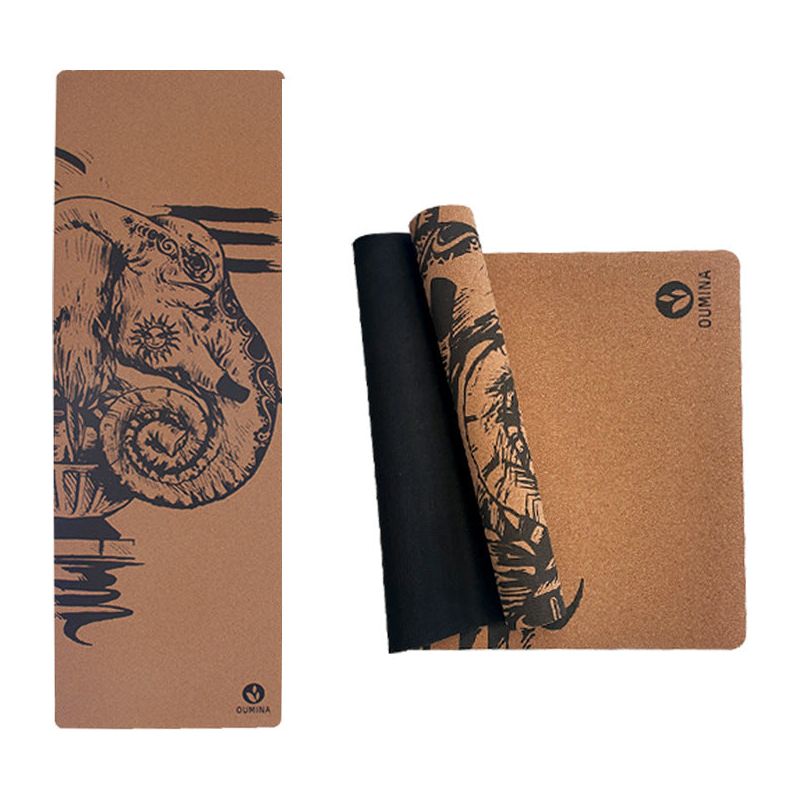 Natural Rubber Anti-slip Printed Cork Yoga Mat 5mm