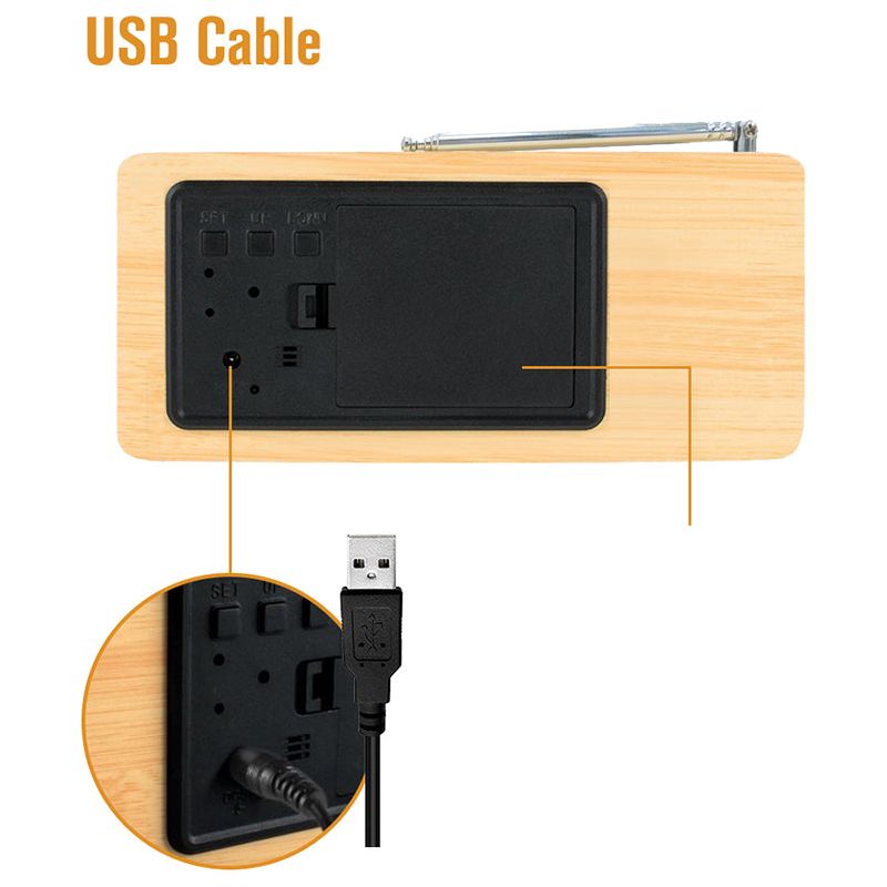 Led Digital Wood Clock Radio Alarm Clock