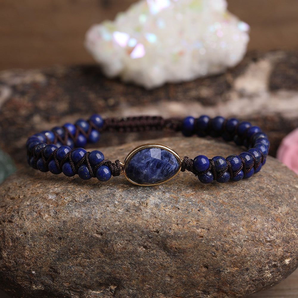 Natural Stone Heart Charm Beaded Yoga Bracelet