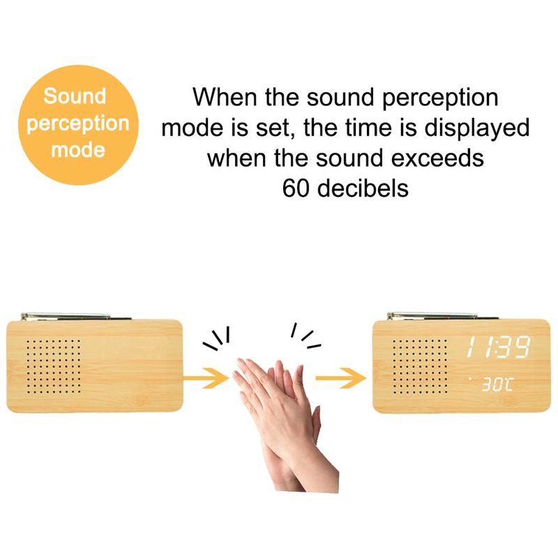 Led Digital Wood Clock Radio Alarm Clock