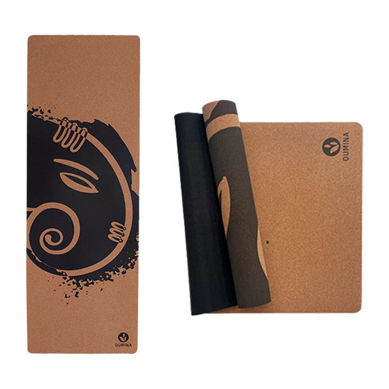 Natural Rubber Anti-slip Printed Cork Yoga Mat 5mm