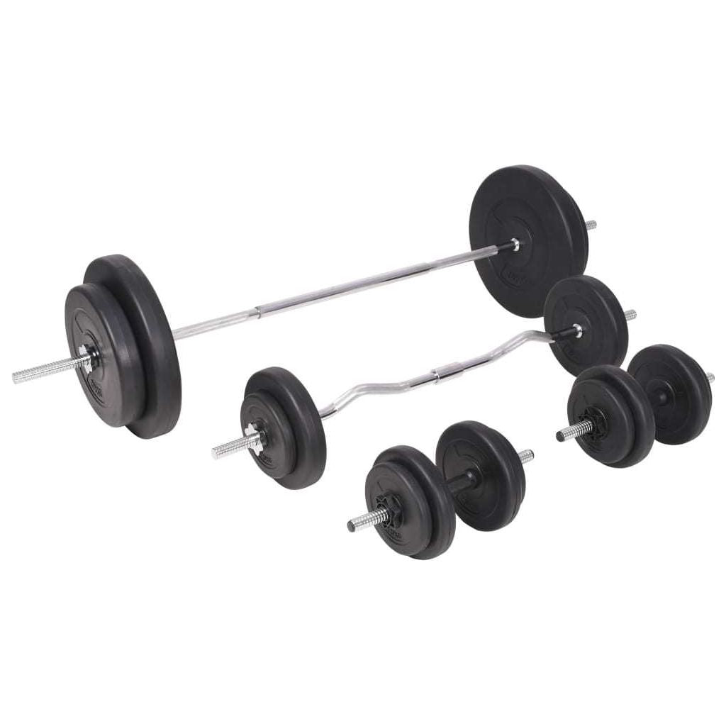 Workout Bench with Weight Rack, Barbell and Dumbbell Set 198.4 lb