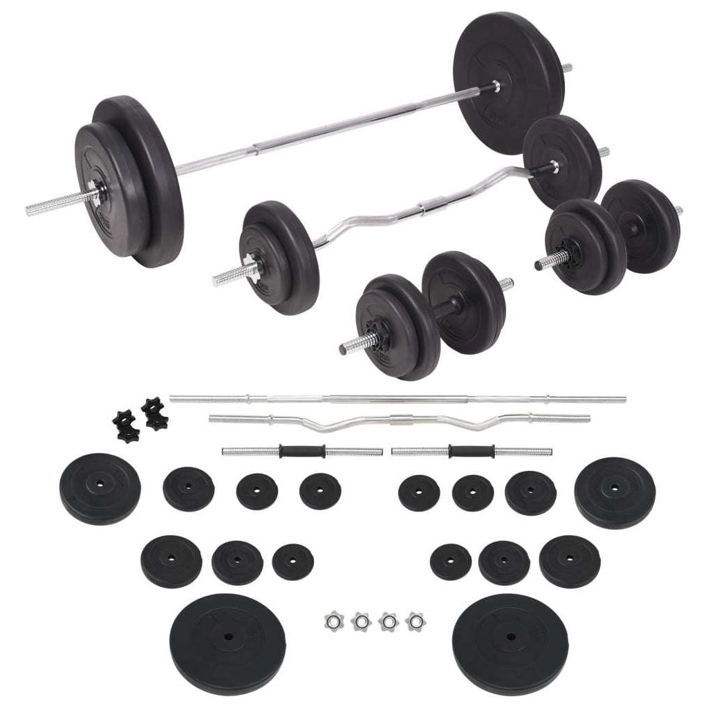 Workout Bench with Weight Rack, Barbell and Dumbbell Set 198.4 lb