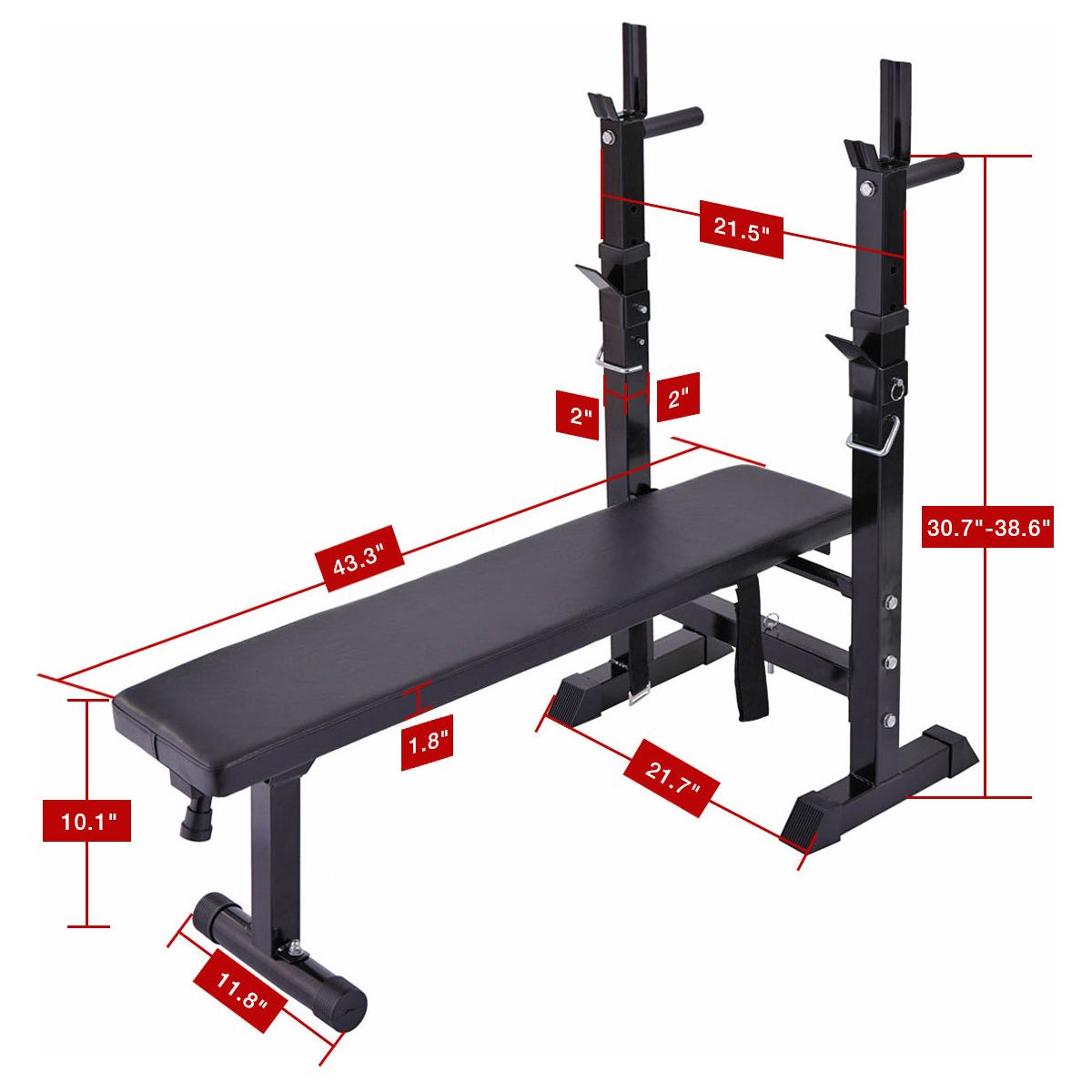 Adjustable Workout Bench with Squat Rack