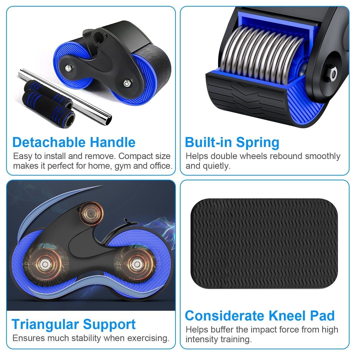 Anti-slip AB Roller Wheel with Kneel Pad Phone Holder