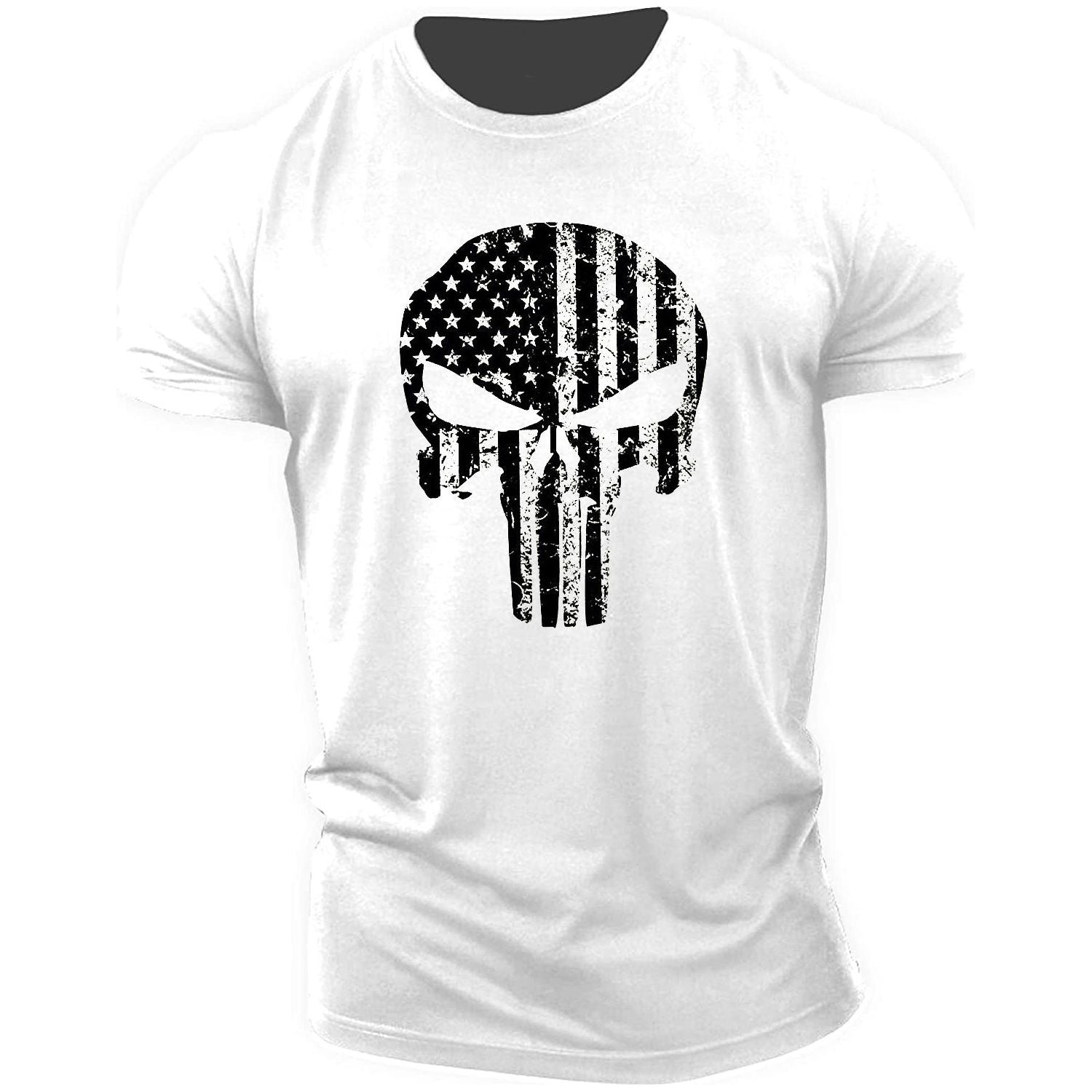 Men's Skull Workout Short Sleeve Cotton T-shirt