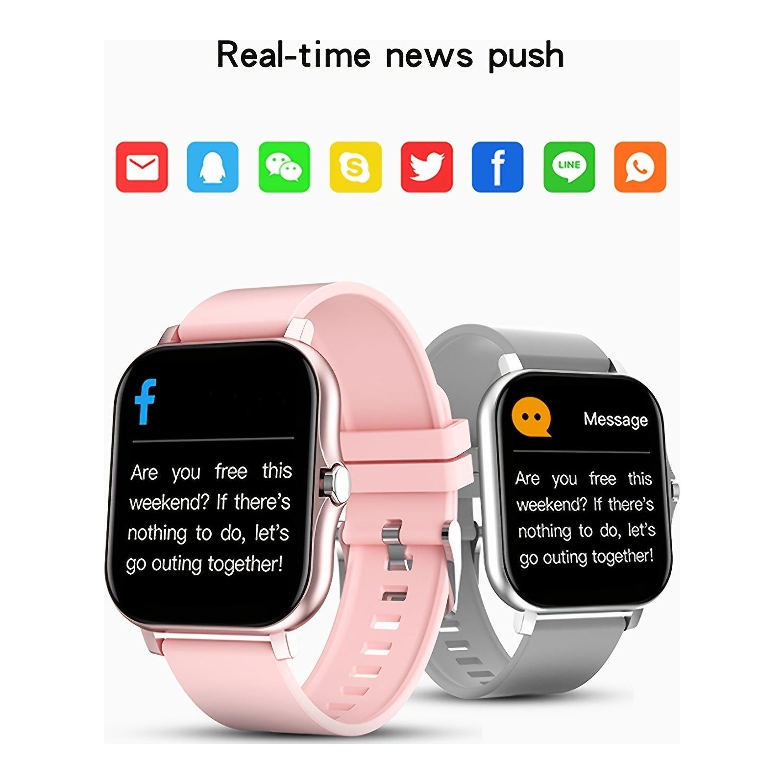Fitness Tracker Heart Rate Blood Pressure Waterproof Smart Watch