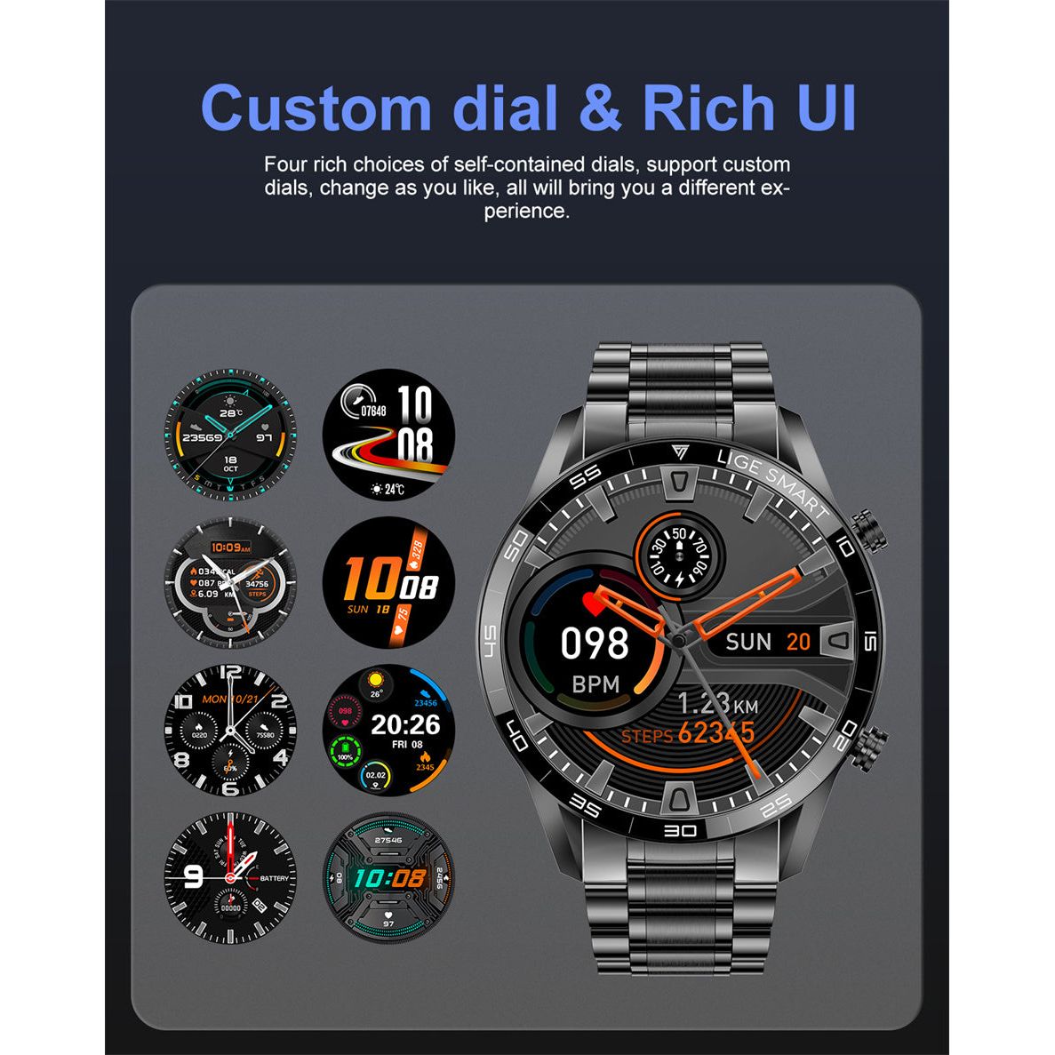 LIGE BW0189 PRO IP67 Waterproof Sports Fitness Watch