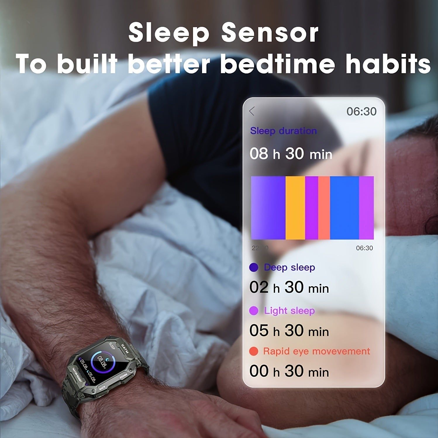 Military Smart Watch For Men 5ATM Fitness Tracker With Blood Pressure; Heart Rate; Blood Oxygen Monitor