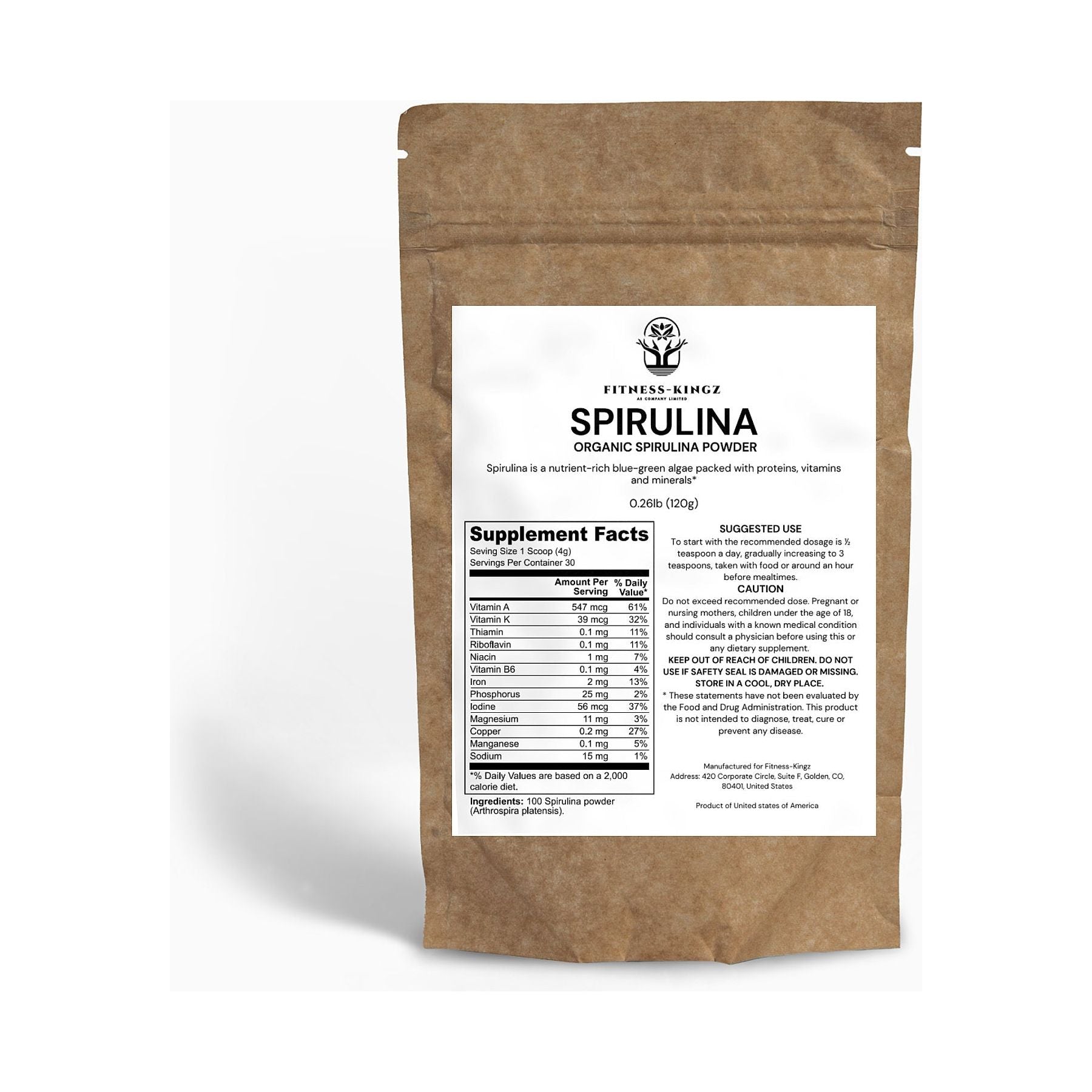 Fitness-Kingz Organic Spirulina Powder