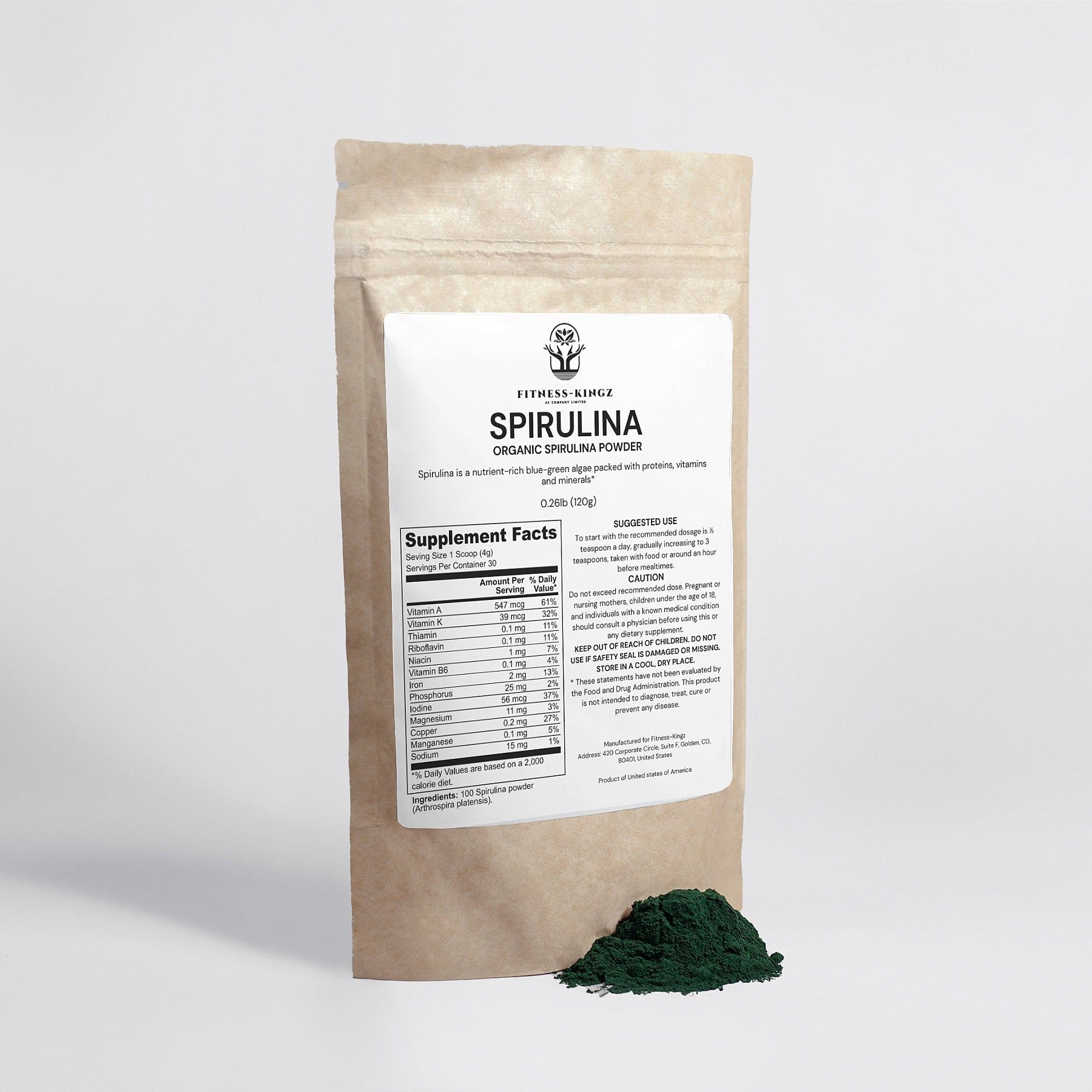 Fitness-Kingz Organic Spirulina Powder