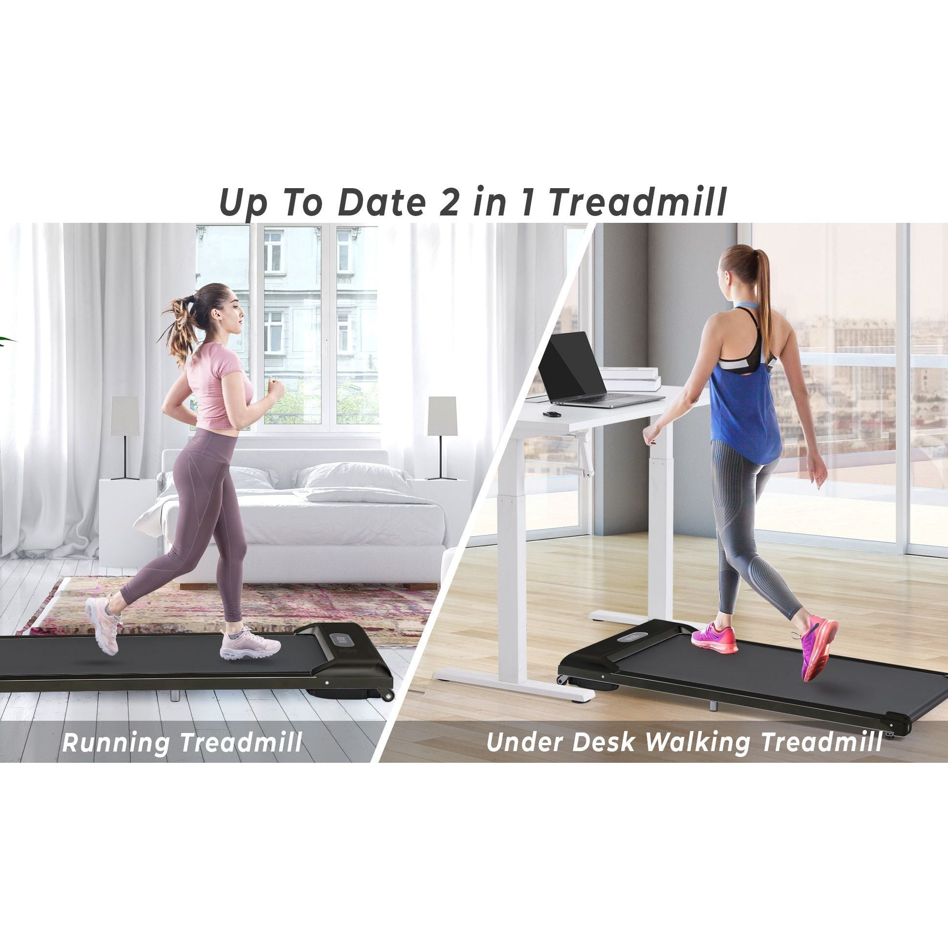 2 in 1 Under Desk Electric Treadmill 2.5HP; Bluetooth APP and speaker;  Remote Control;  Display