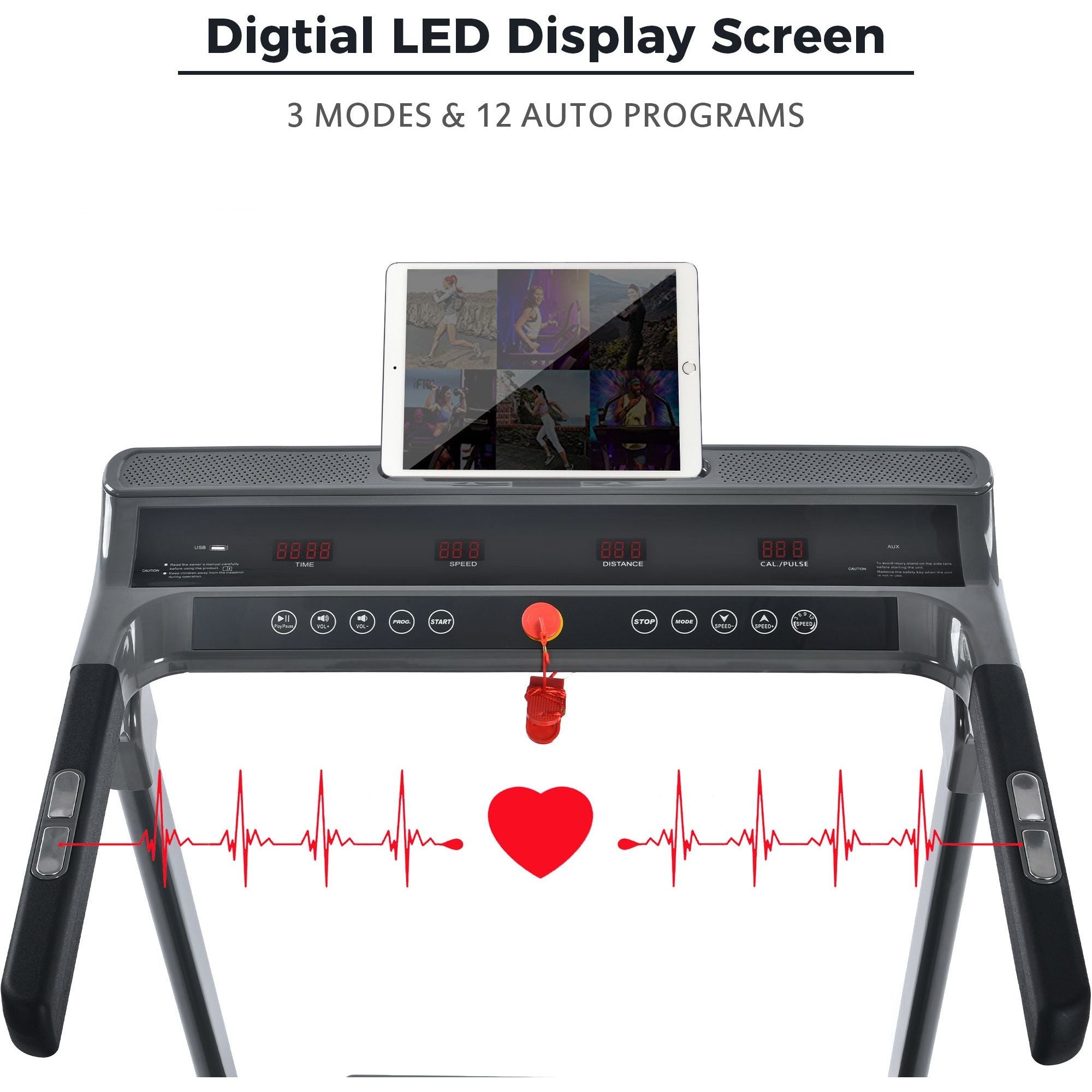 Folding Electric 3.5HP Treadmill Motorised Gym 330lb Capacity