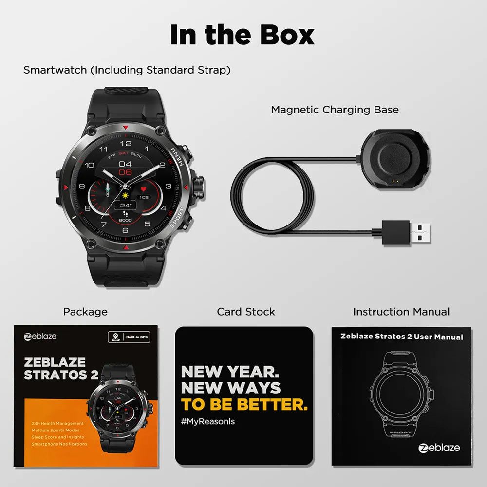 2 GPS AMOLED Display 24h Health Monitor 5 ATM Long Battery Life Smart Watch