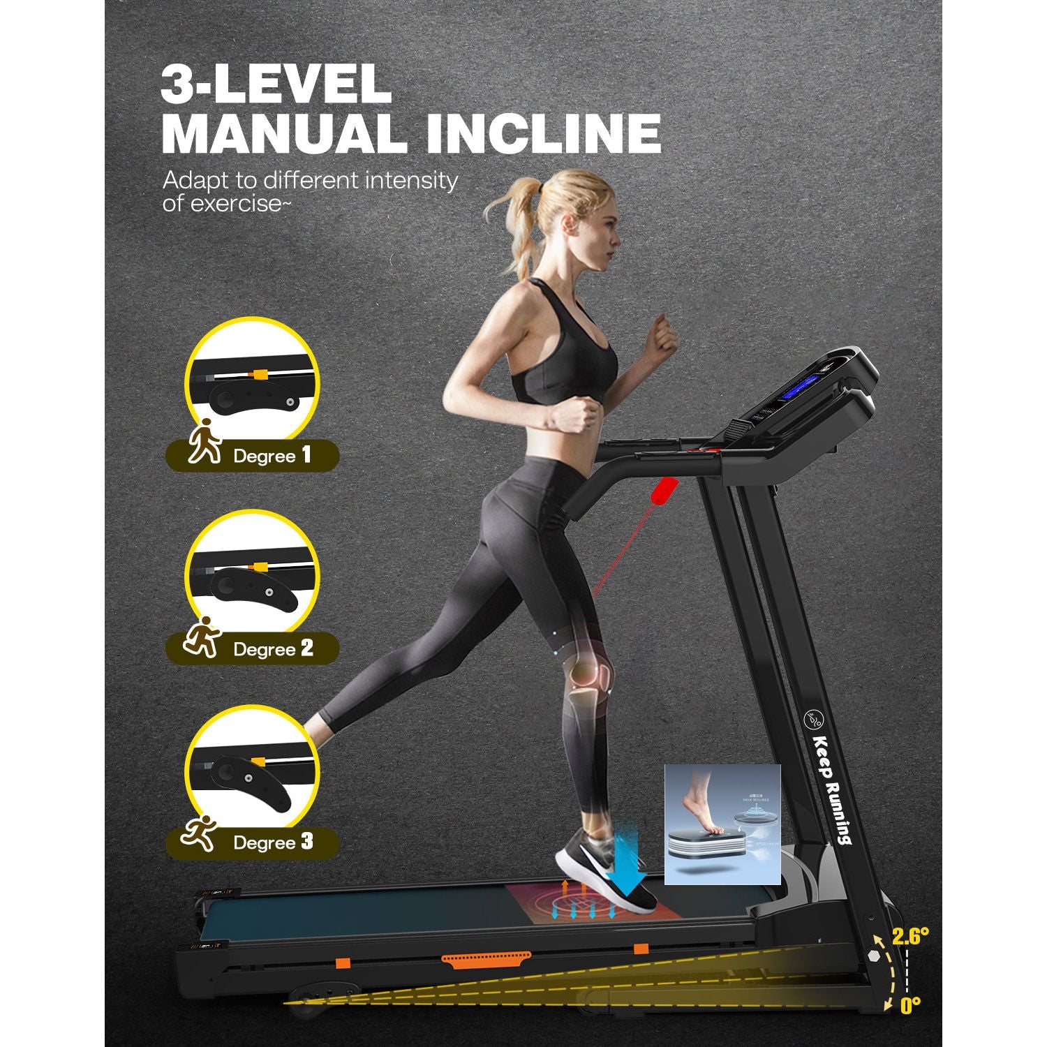 FYC Folding 3.5HPTreadmill for Home 330LBS Weight Capacity