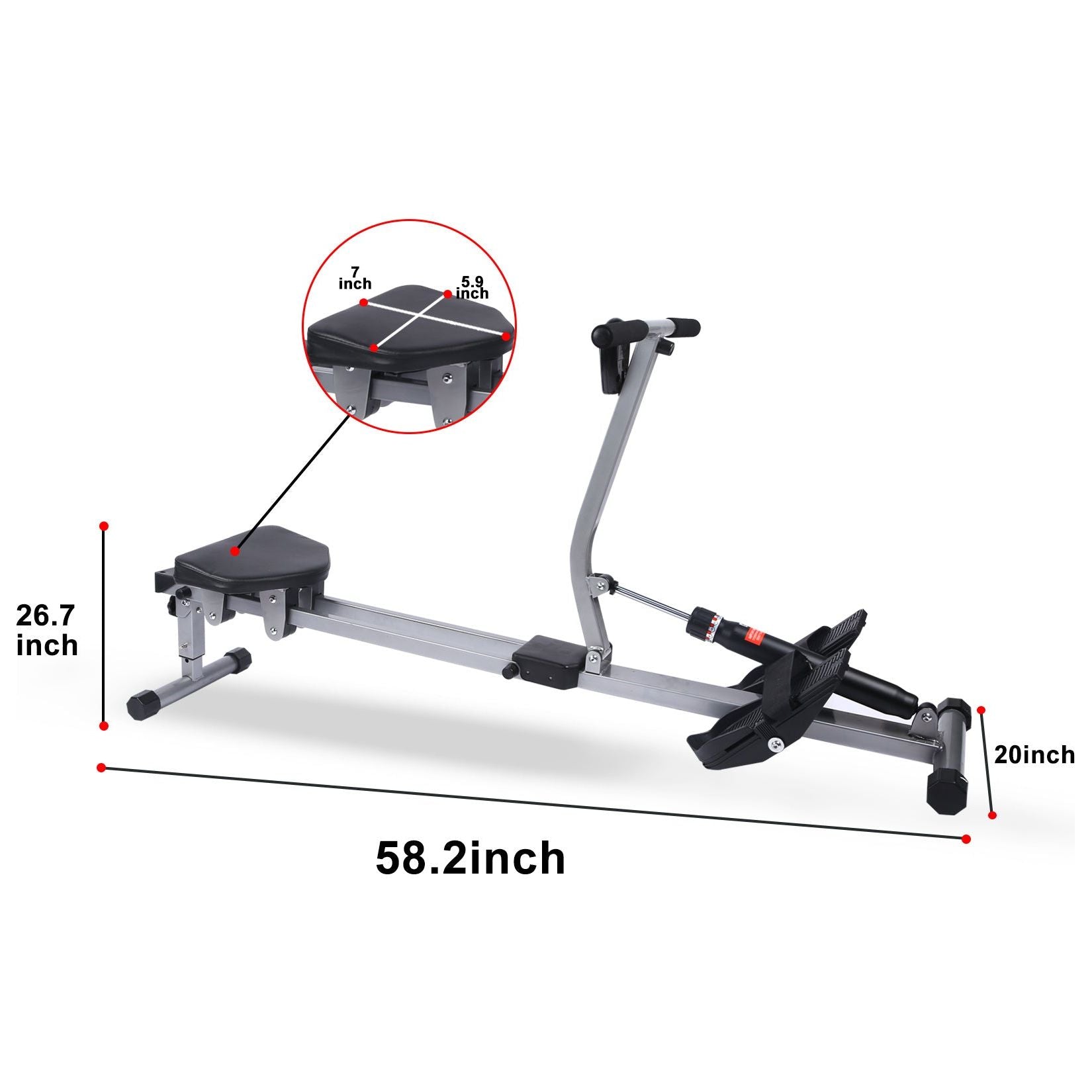 Fitness Rowing Machine Rower Ergometer, with 12 Levels Resistance, Digital Monitor, 260 lbs Weight Capacity