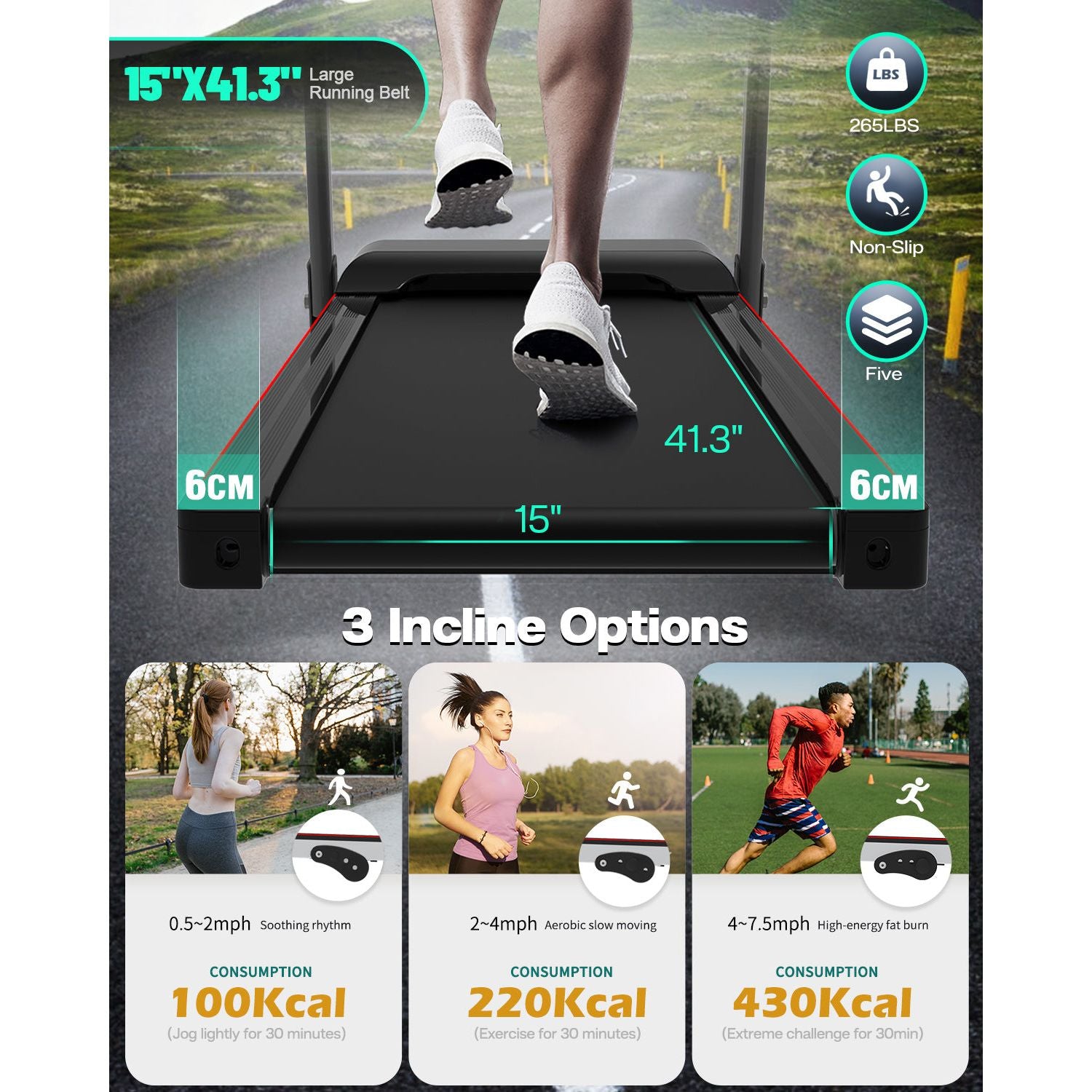 FYC Folding Home Treadmill 2.5HP 265 lbs Weight Capacity