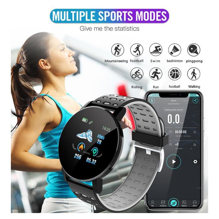 119 Plus Heart Rate Blood Pressure Sports Fitness Smart Watch